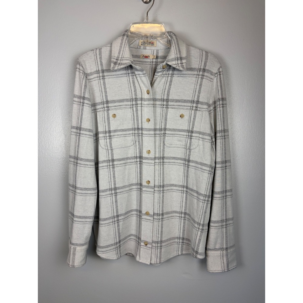 Faherty Legend Shirt Womens Small Gray Plaid Button Up Flannel Sweater Soft